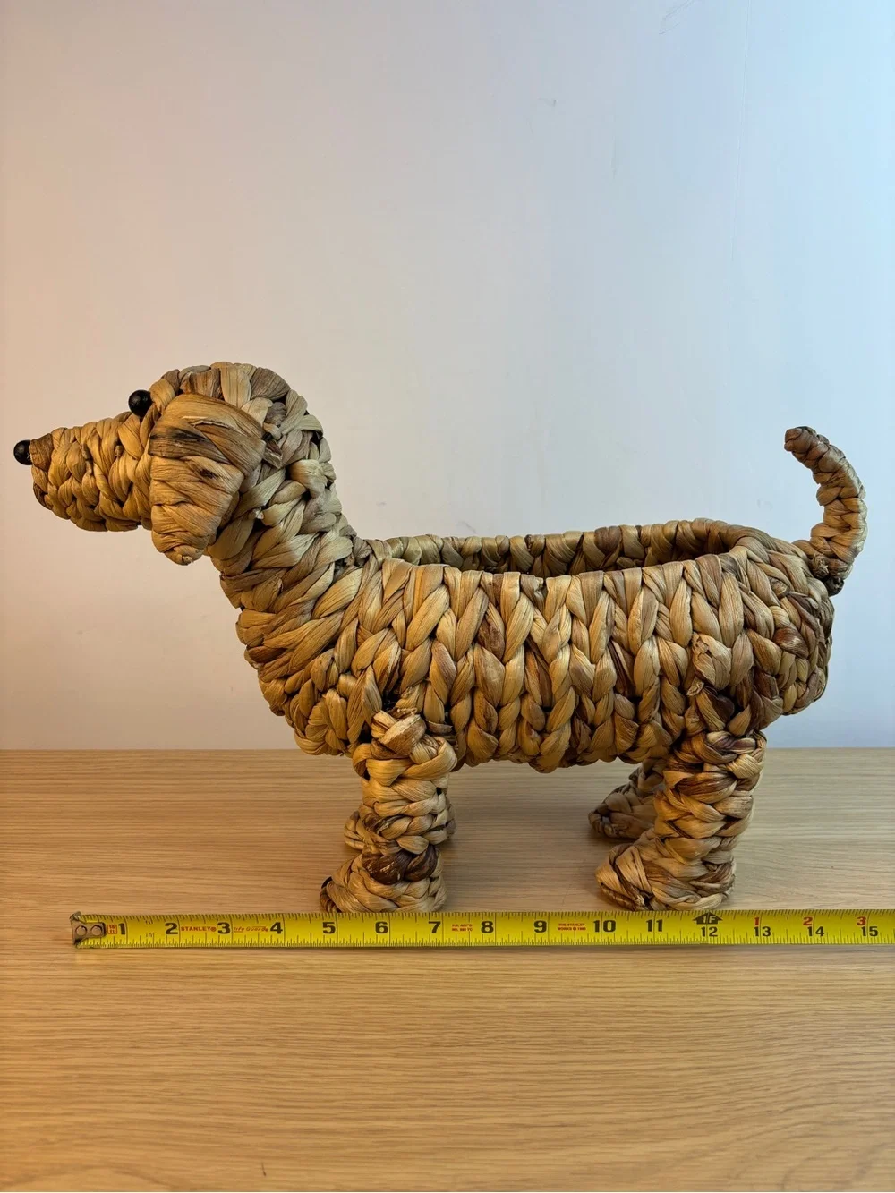 Doxy Dachshund Woven Hyacinth Grass Basket Planter / Storage